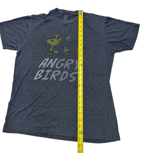 Snoopy Peanuts Shirt Mens Medium M Short Sleeve Woodstock Angry Birds Knit Gray - Picture 6 of 9